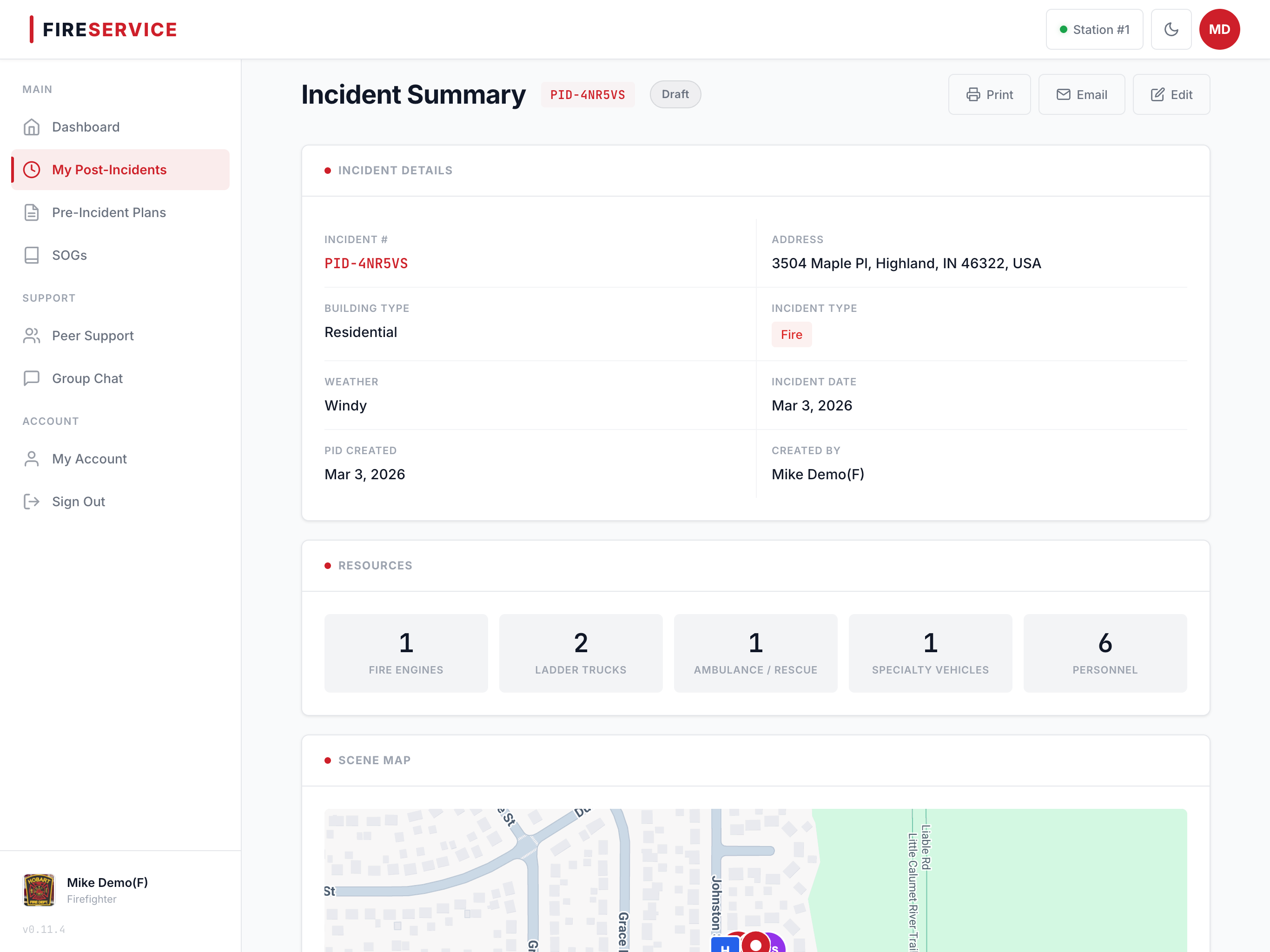 PID Structured Debriefing — five-section post-incident review form